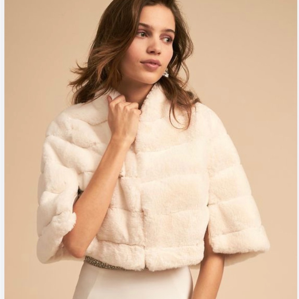 BHLDN winter bride shawl/ fur cape/ shoulder jacket